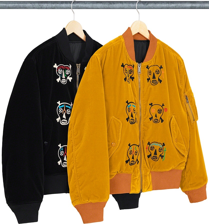 Clayton Patterson/Supreme Skulls Embroidered Velvet MA-1 view 2
